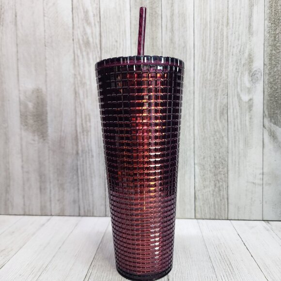 Starbucks Studded Berry Plum Grid Disco Tumbler Holiday Cold Cup 24 oz - Picture 4 of 10